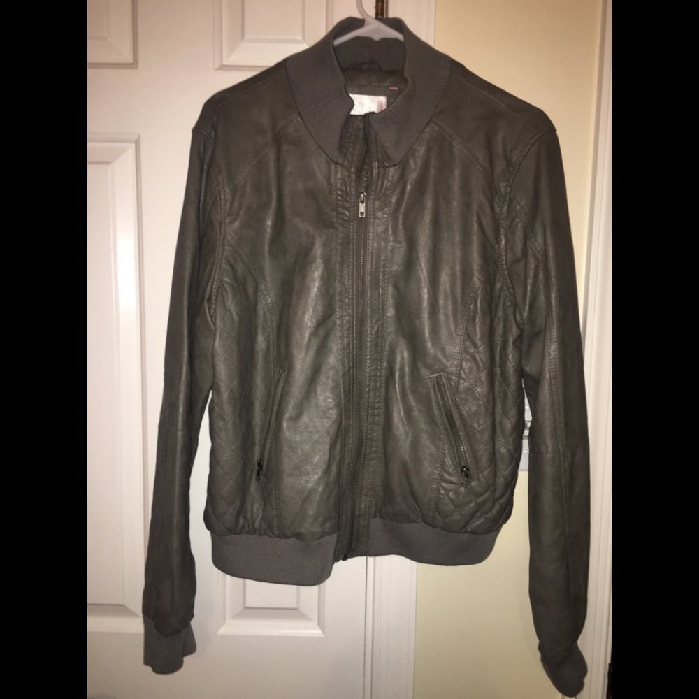 Faux leather gray jacket.